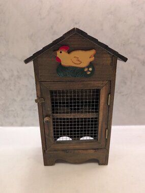 Vintage Rustic Wooden Egg House Cabinet Holder Farmhouse Country Decor